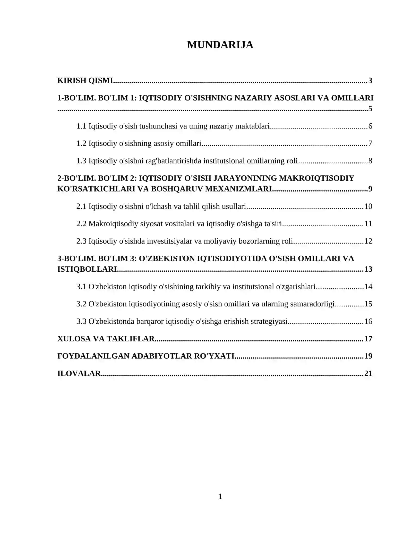 Iqtisodiy o'sishning omillari va amal qilishi 2