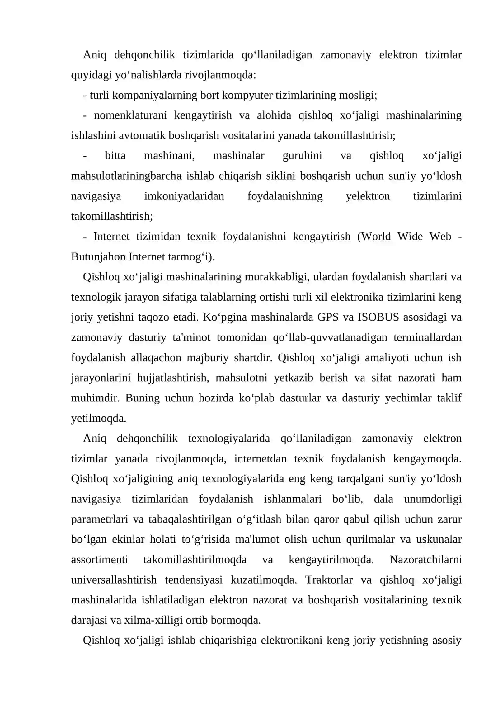 Yuqori aniqlikdagi texnologiyalar. Elektronika va avtomatlashtirilgan boshqarish tizimlari 2