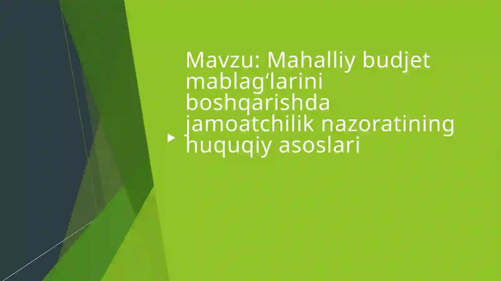 Mahalliy budjet mablagʻlarini boshqarishda jamoatchilik nazoratining huquqiy asoslari 2