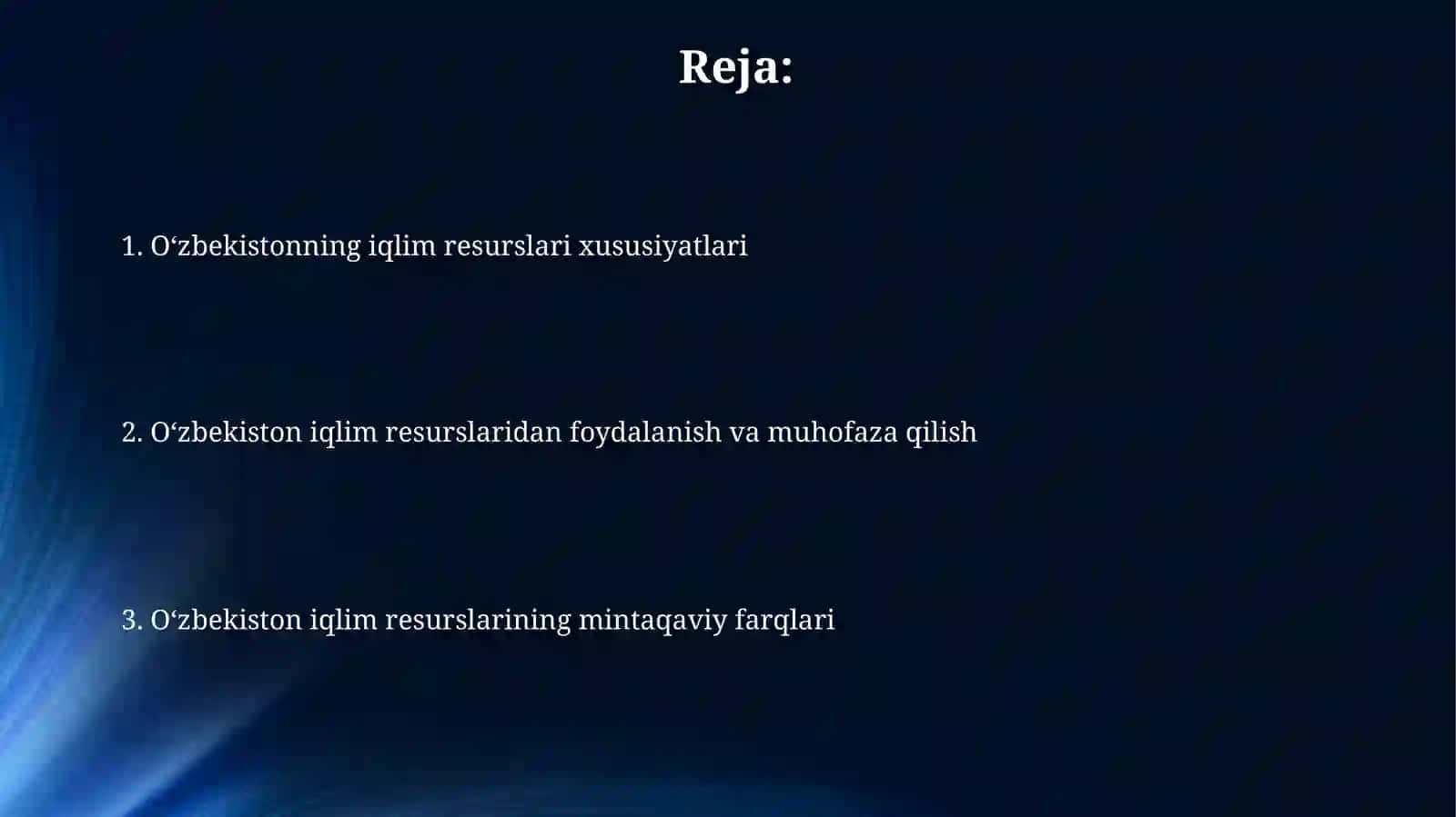 O’zbekistonning iqlimiy resurslari 2