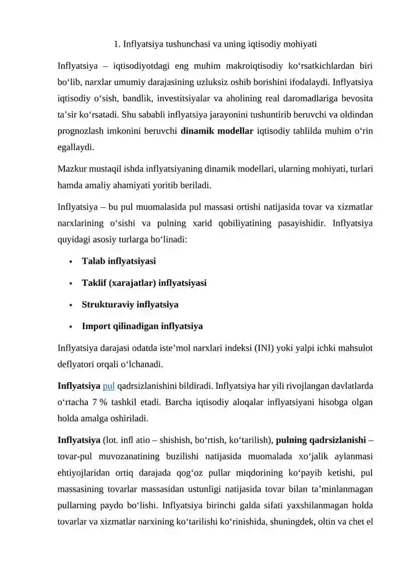 Inflyatsiyaning dinamik modellari 2
