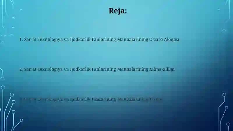 Art texnologiya va kreativlik fani manbaalari tizimi va uning xilma-xilligi 2