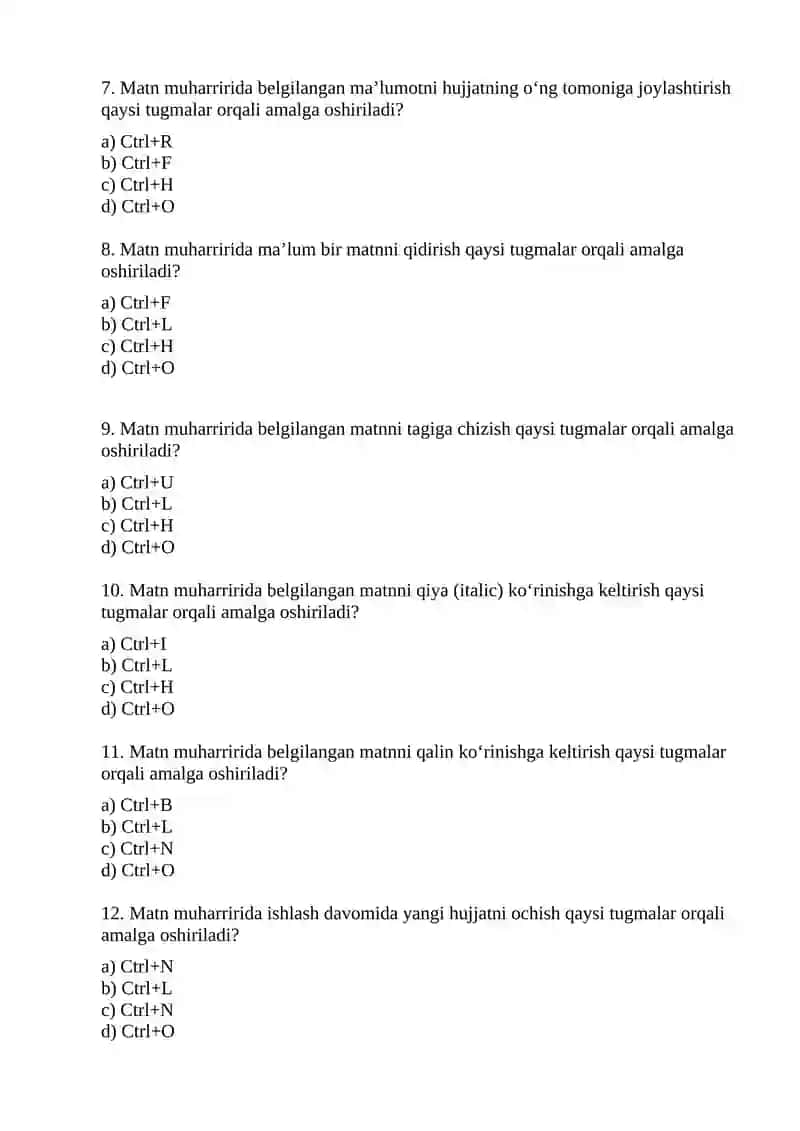 Matn muharriri bilan ishlash 2