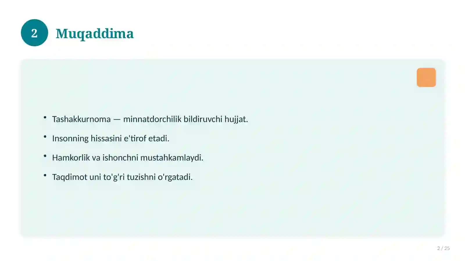 O'qituvchi uchun tashakkurnoma 2