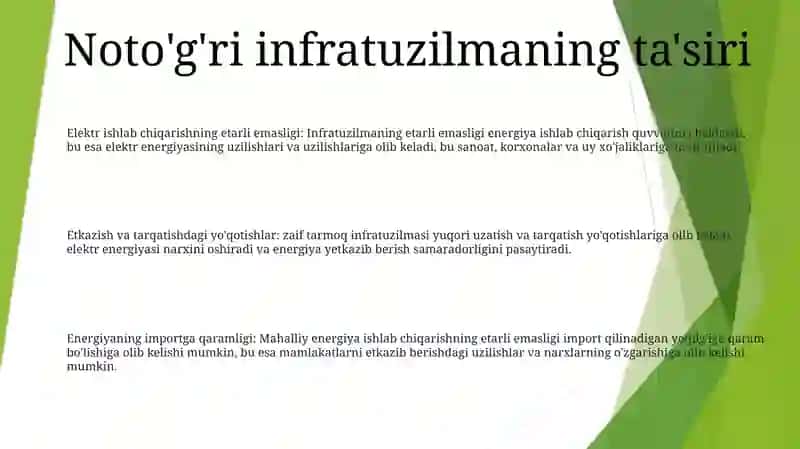 Elektr ishlab chiqarishning etarli emasligi 2