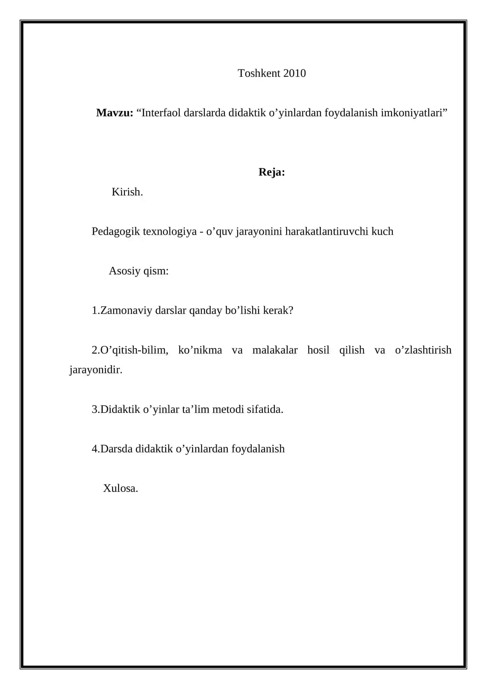 Interfaol darslarda didaktik o’yinlardan foydalanish imkoniyatlari 2
