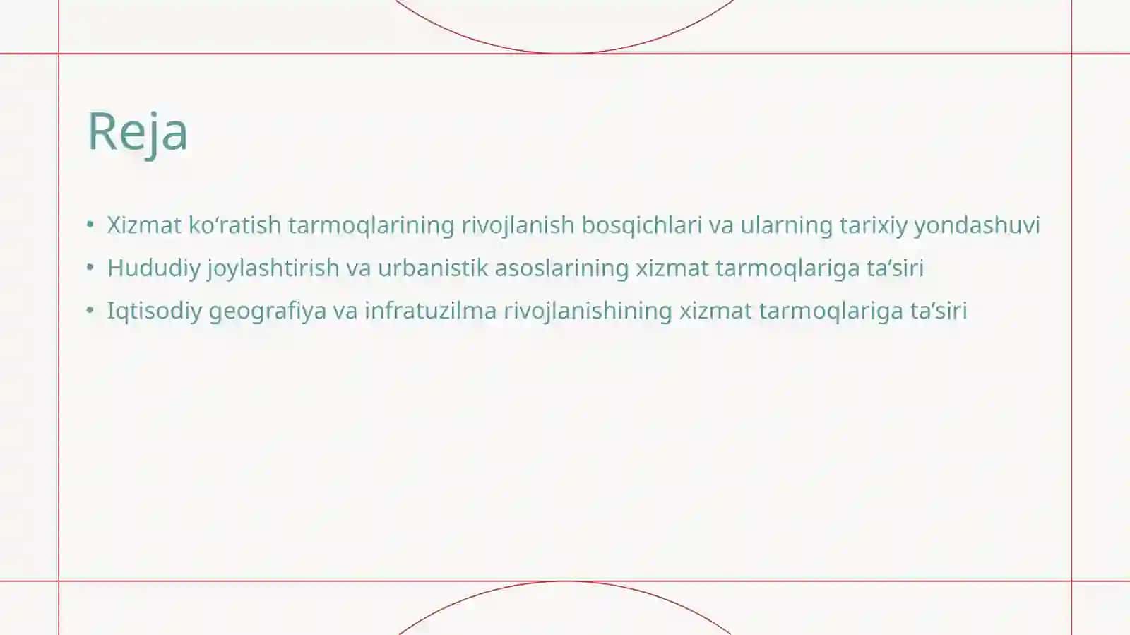 Xizmat koʻratish tarmoqlarining rivojlanish bosqichlari va ularni joylashtirish asoslari 2