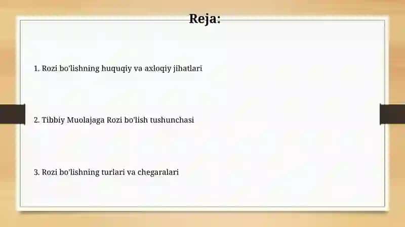 Tibbiyot muolajaga rozilik masalasi 2