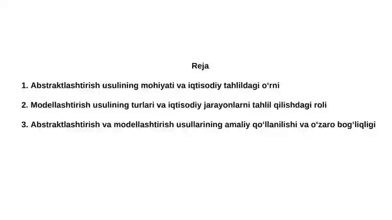 Abstraktlashtirish va modellashtirish usullari 2