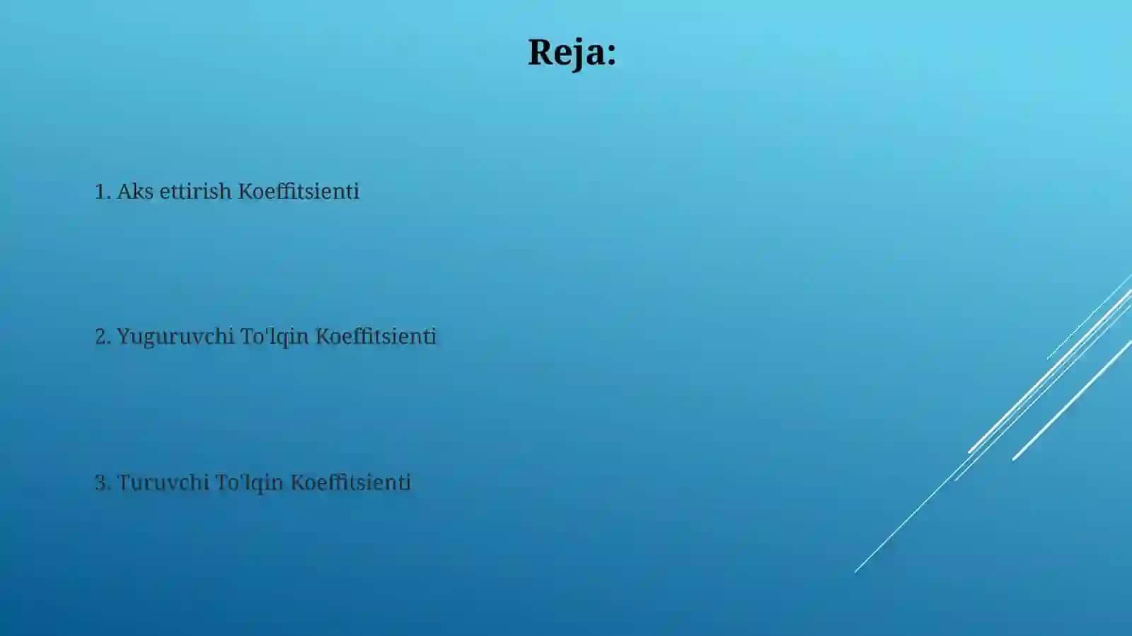 Akslanish koeffitsenti 2