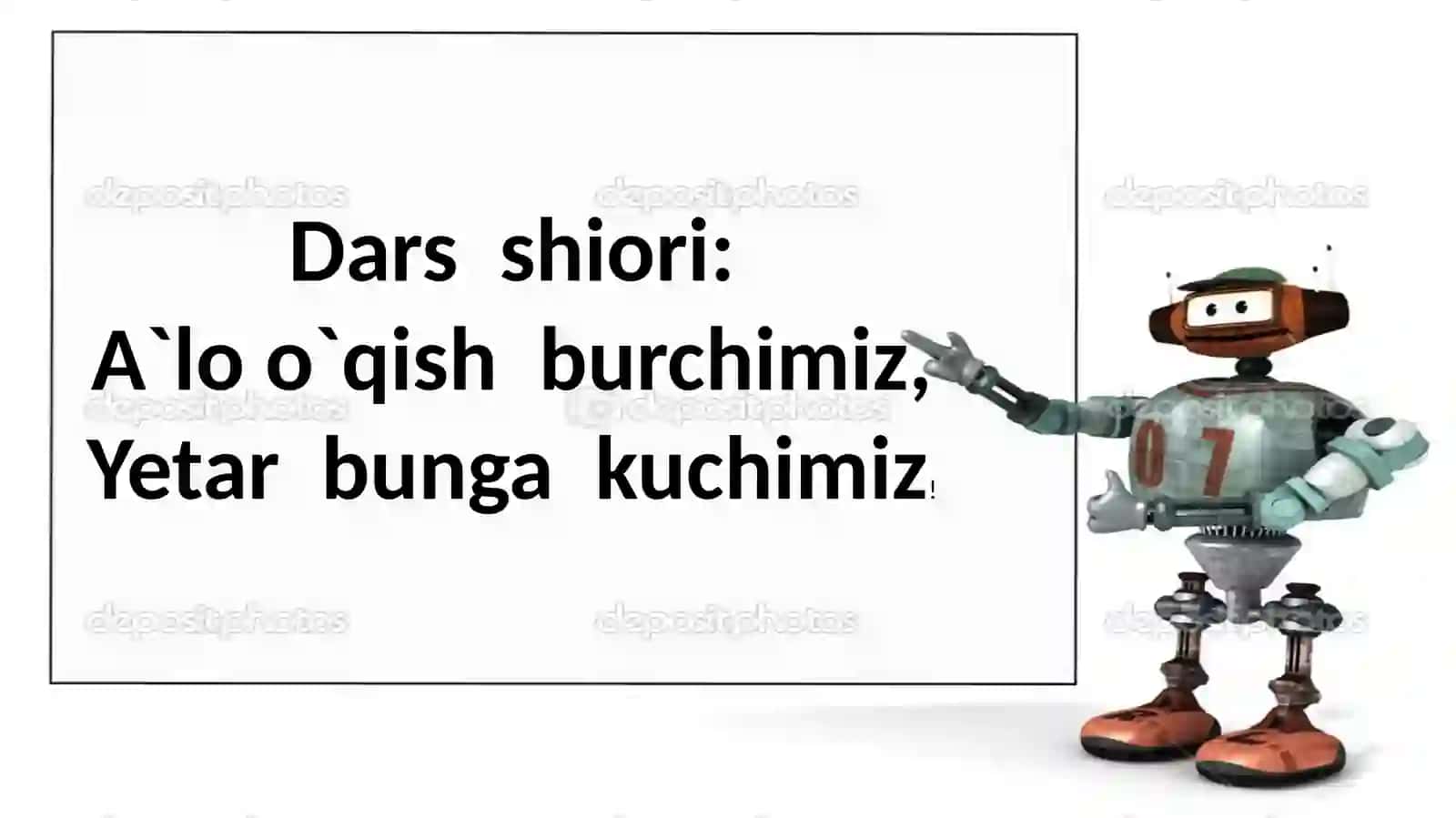 2-sinf Fan: Onatilivao`qishsavodxonligi Mavzu:Robotixtiroqilaman 3-dars Darsshiori: A`loo`qishburchimiz, Yetarbungakuchimiz! Ixtirochilartanlovi 2