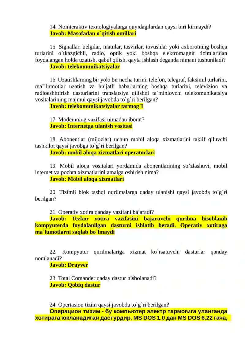 ARGOS TESTLARI yangilangan varianti javoblari bilan 2