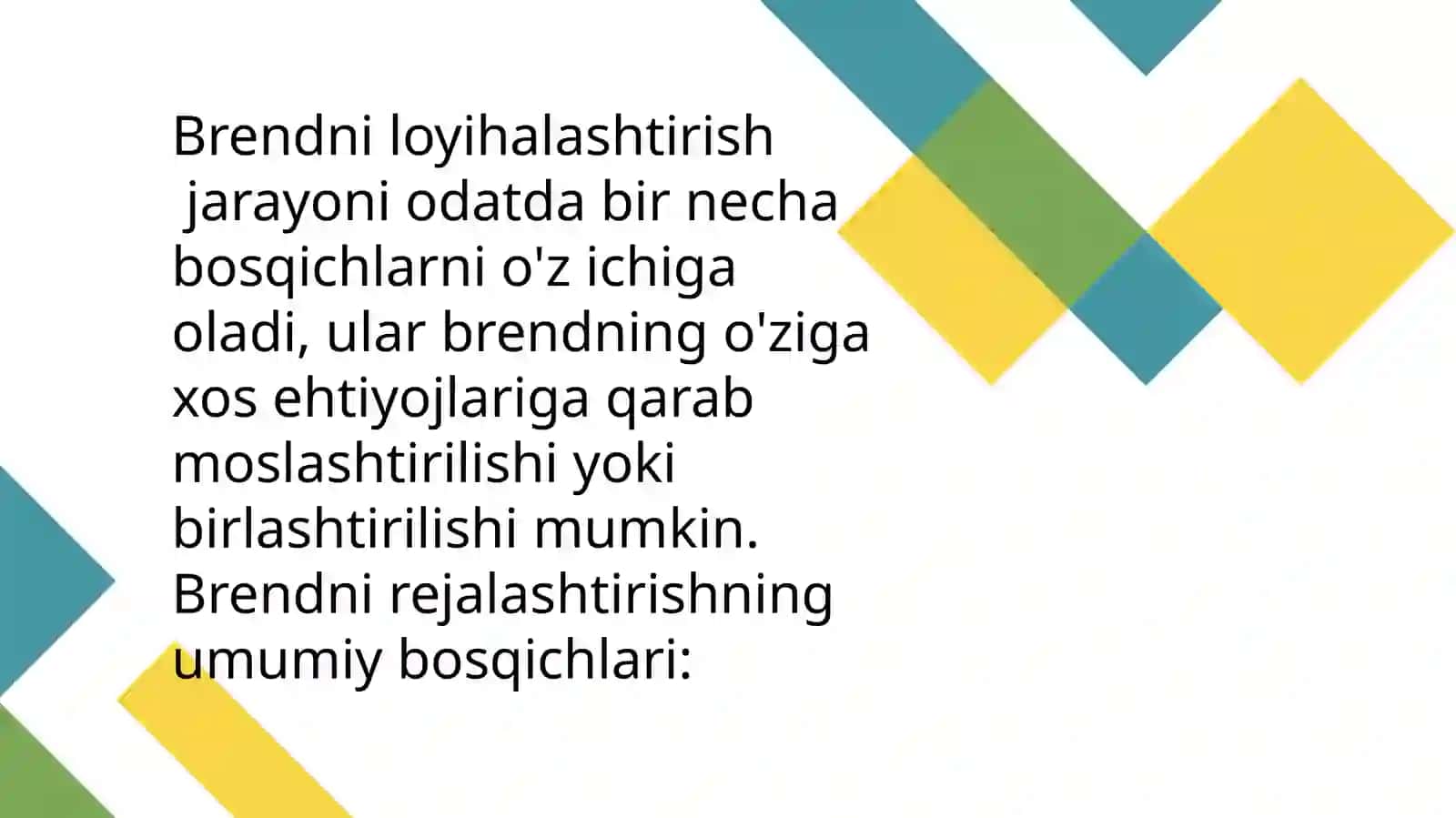 BRENDNI LOYIHALASHTIRISH BOSQICHLARI 2