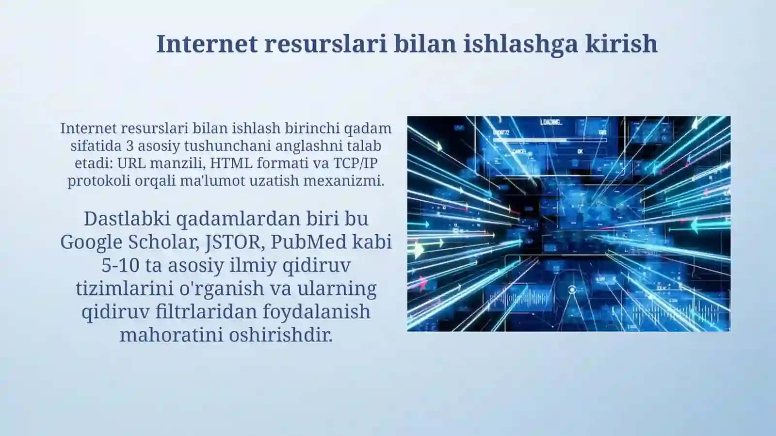 Internet manbalari bilan ishlash. Milliy va xalqaro axborot bazalari 2