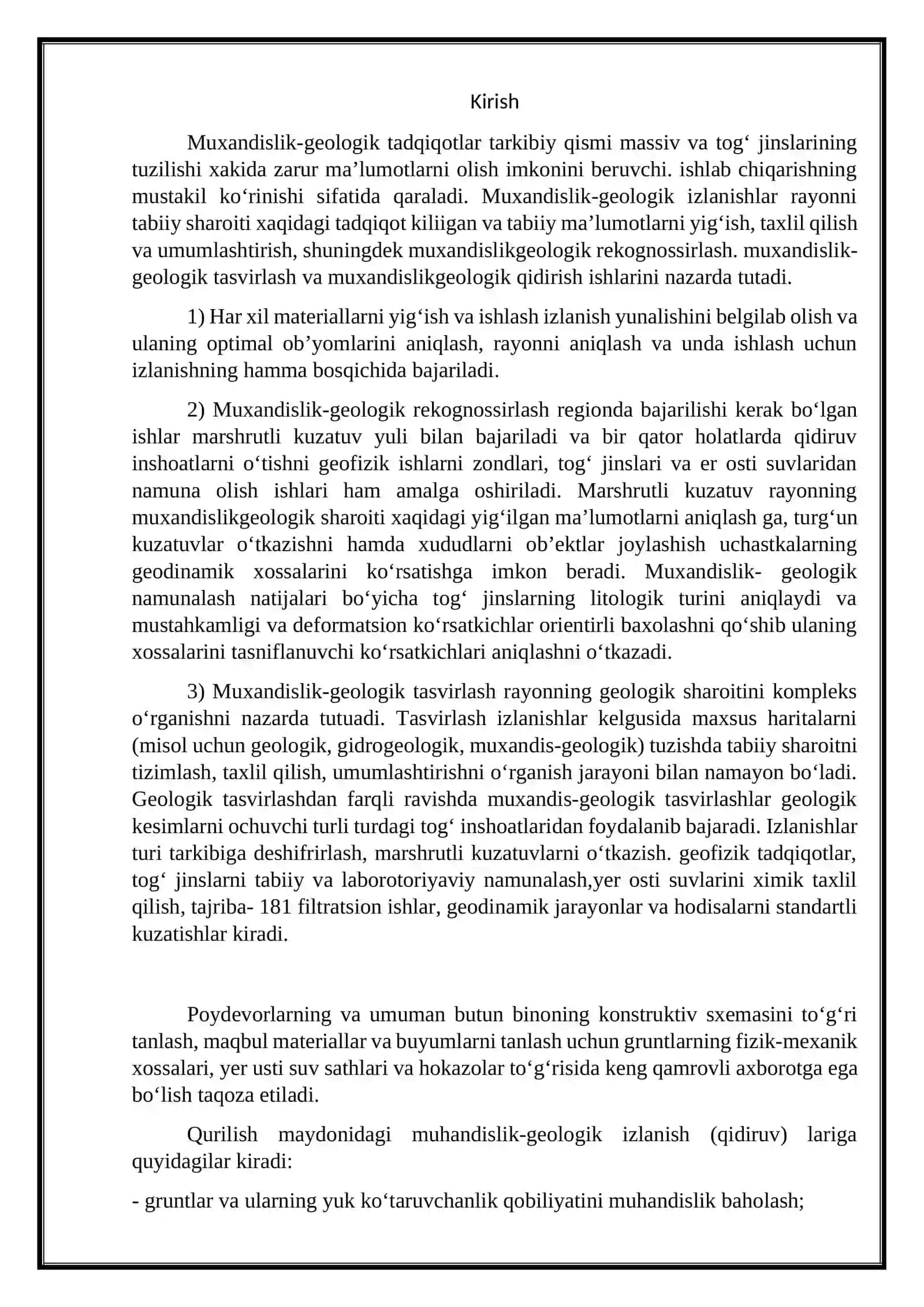 Muxandislik- geologik izlanishlarda tasvirga olish (s’yomka) ishlari tarkibi, uslubi 2