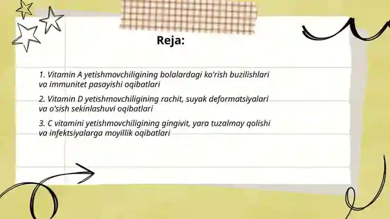 Bolalarda vitaminlar yetishmovchiligining oqibatlari 2