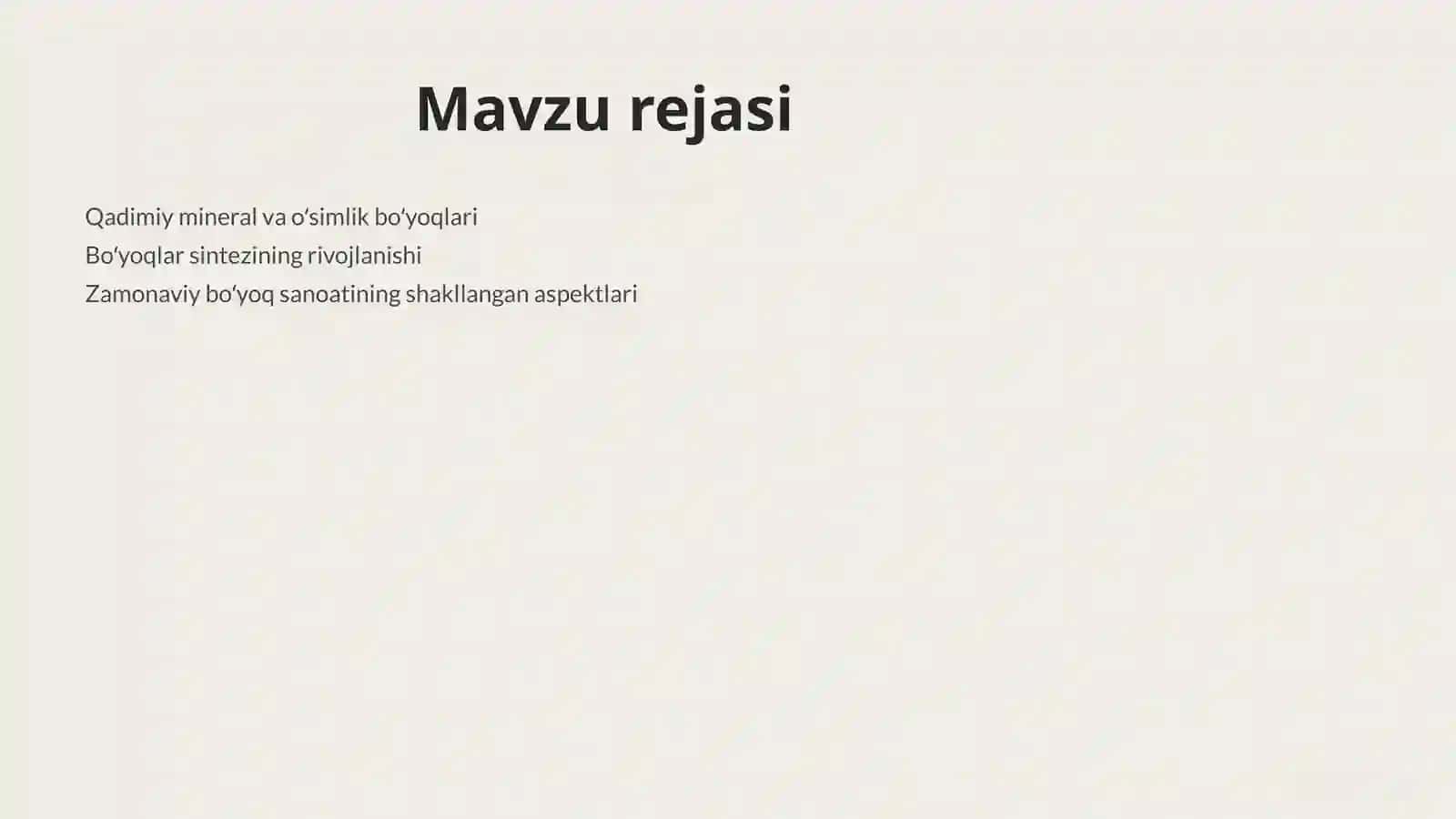 Qadimgi mineral va oʻsimlik boʻyoqlari 2
