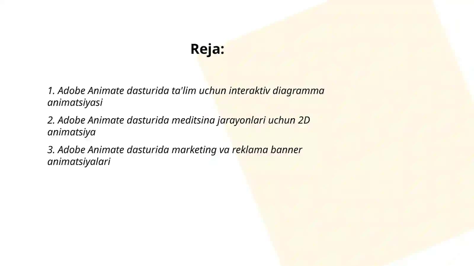 Adobe Animate dasturida ta'lim uchun interaktiv diagramma animatsiyasi 2