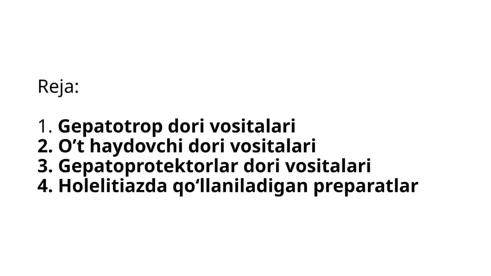 Gepatotrop va o‘t haydovchi dori vositalarining klinik farmakologiyasi 2