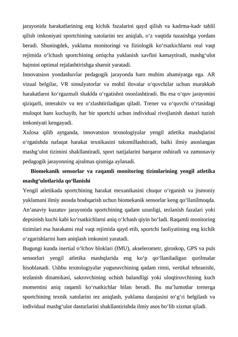 YENGIL ATLETIKA MASHQLARINI OʻRGATISHDA INNOVATSION TEXNOLOGIYALAR 2