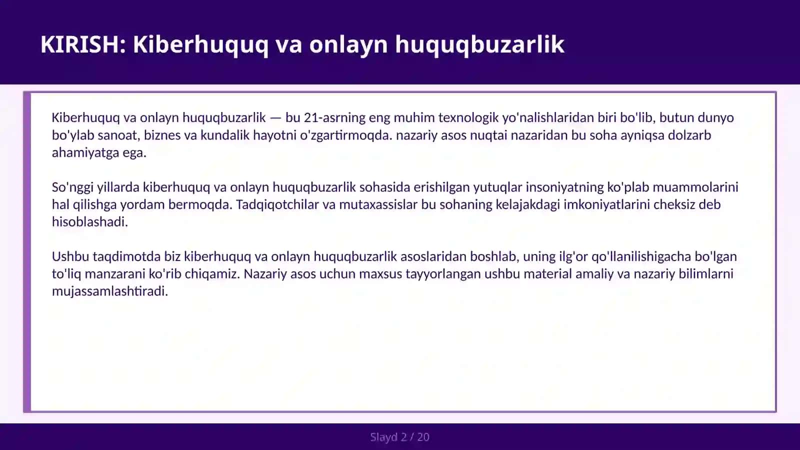 Kiberhuquq va onlayn huquqbuzarlik 2