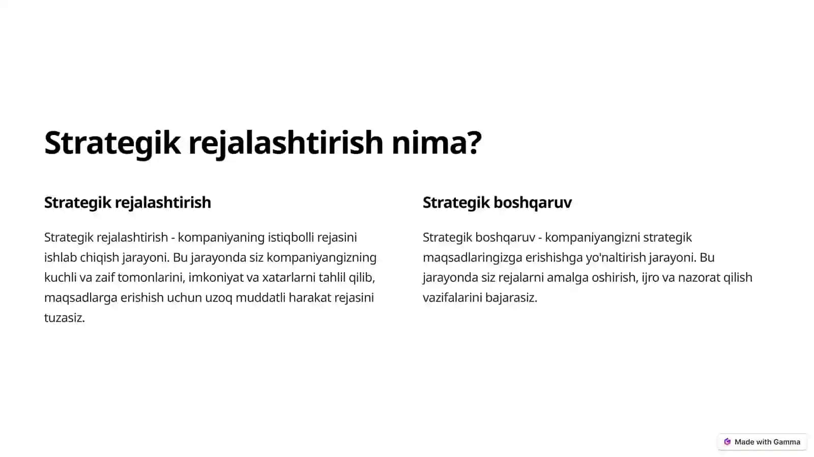 Strategik va target rejalashtirish va marketing nazorati 2