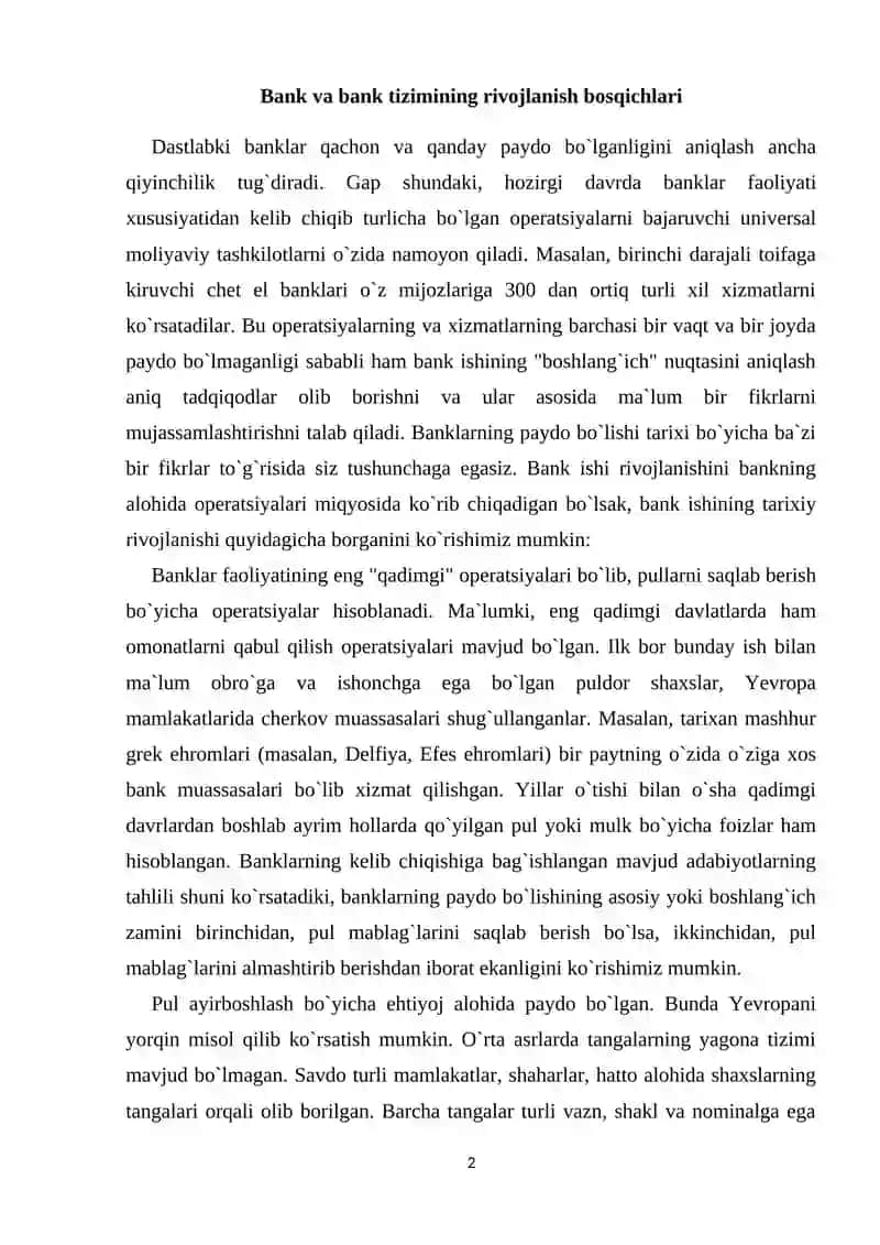 Banklarning kelib chiqishi va bank tizimi 2