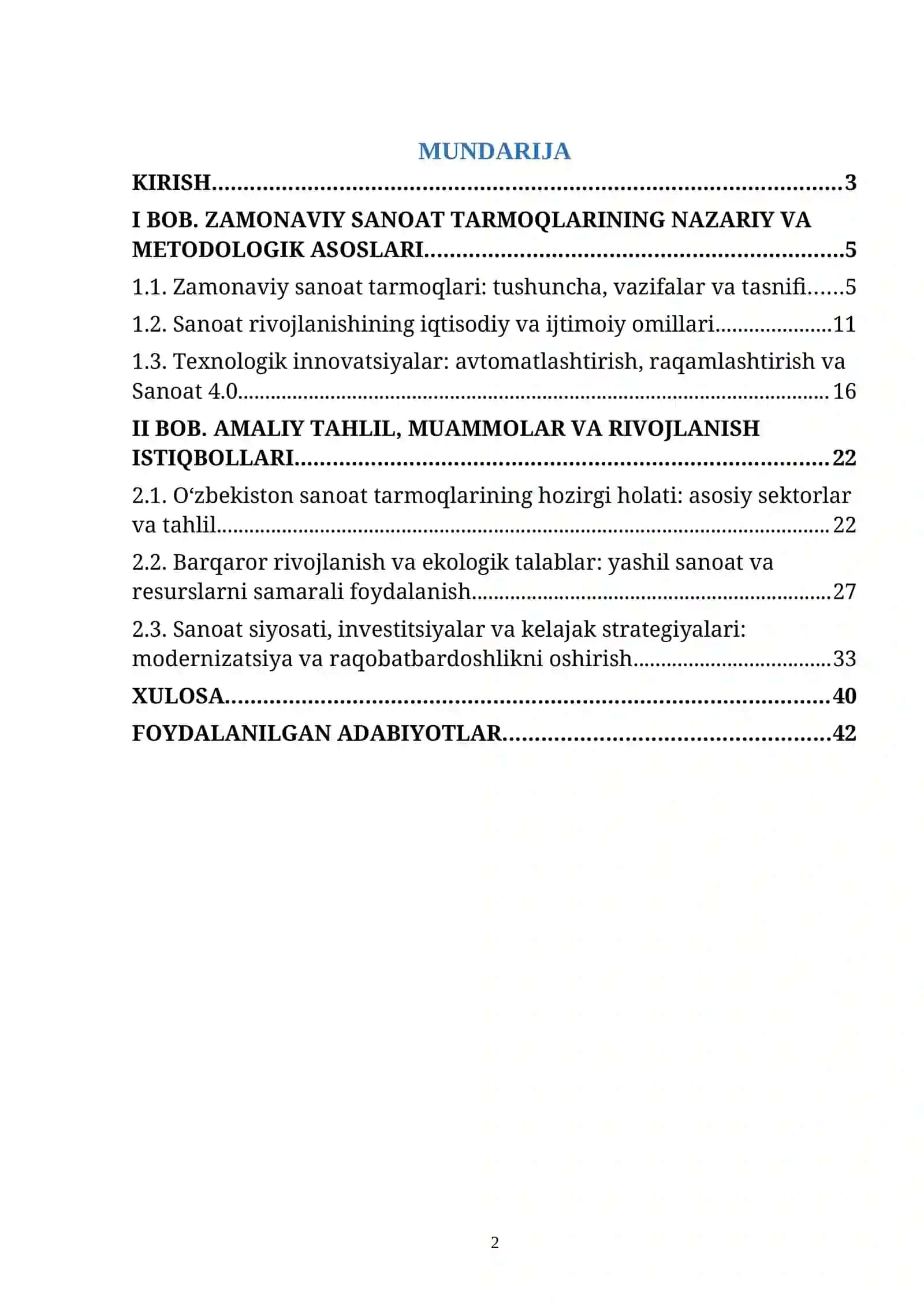 ZAMONAVIY SANOAT TARMOQLARNING RIVOJLANISHI 2
