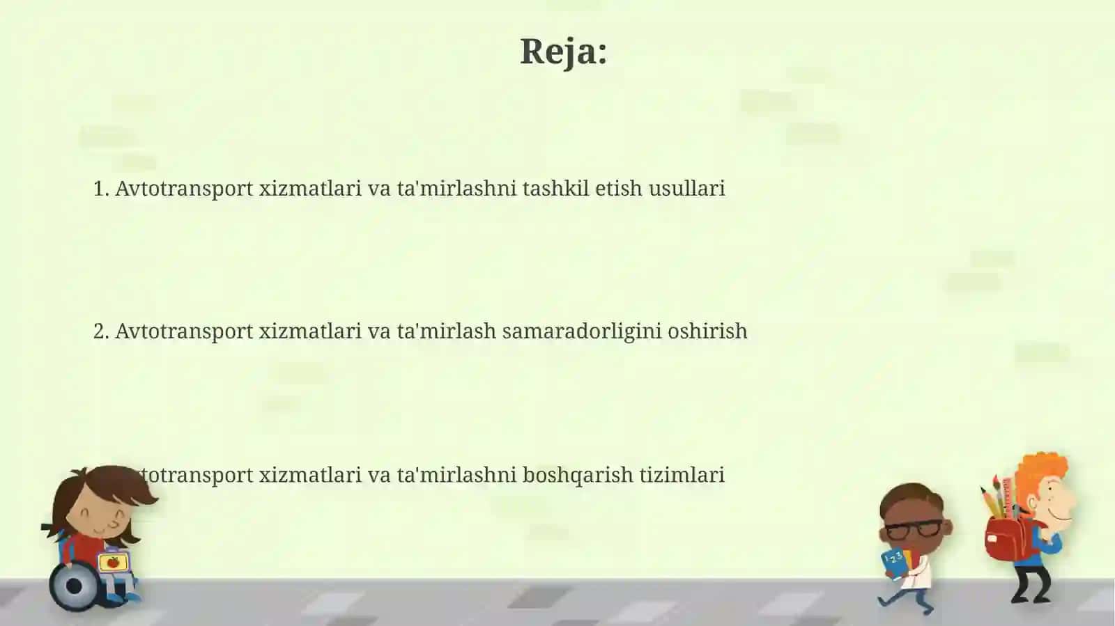 Avtomobillarga transport xizmat ko'rsatish va ta'mirlashni tashkil etish usullari 2