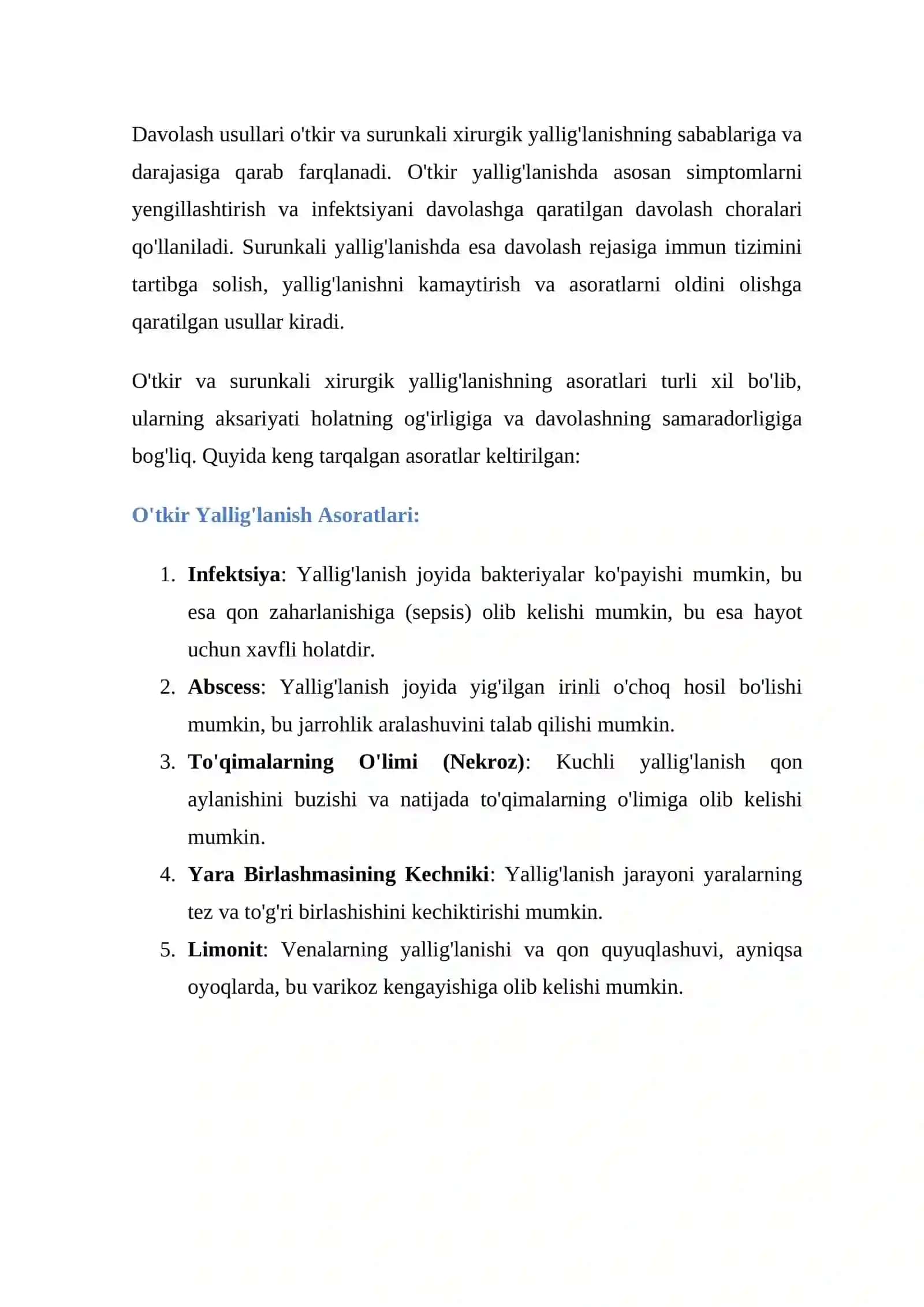 O`tkir va surunkali xirurgik yallig`lanish 2