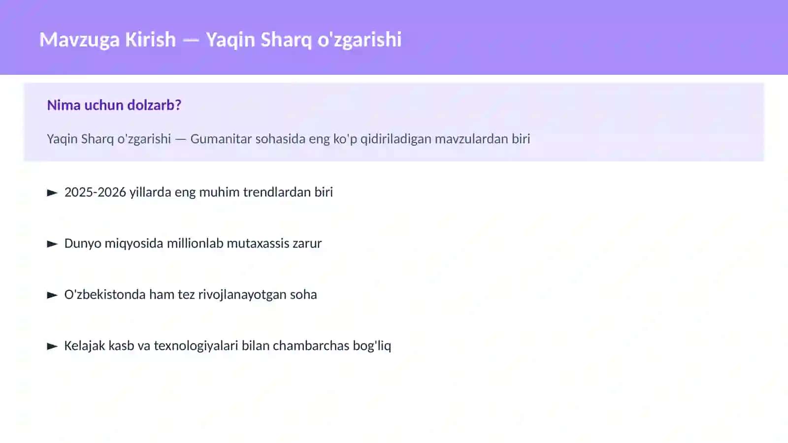 Yaqin Sharq o'zgarishi 2