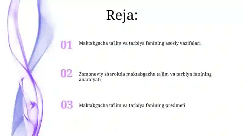 Maktabgacha taʼlim va tarbiyani tashkil etish fanining predmeti va asosiy vazifalari 2