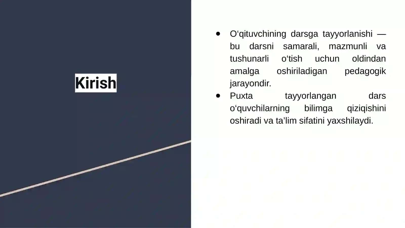 O’qituvchining darsga tayyorlanishi. pedagogika 2