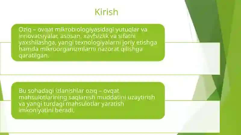 Oziq–ovqat mikrobiologiyasida erishilgan yutuq yangiliklar 2