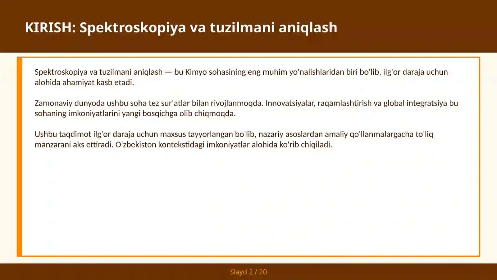 Spektroskopiya va Tuzilmani Aniqlash 2