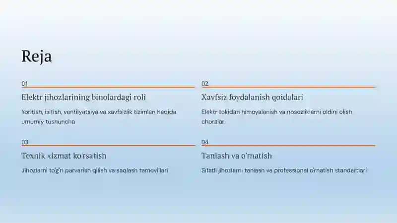 Binolarning Elektr Jihozlaridan Texnik Foydalanish 2