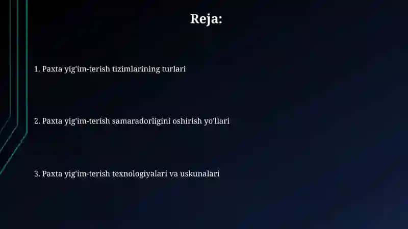 Paxta tolasini yigrish sistemalari 2