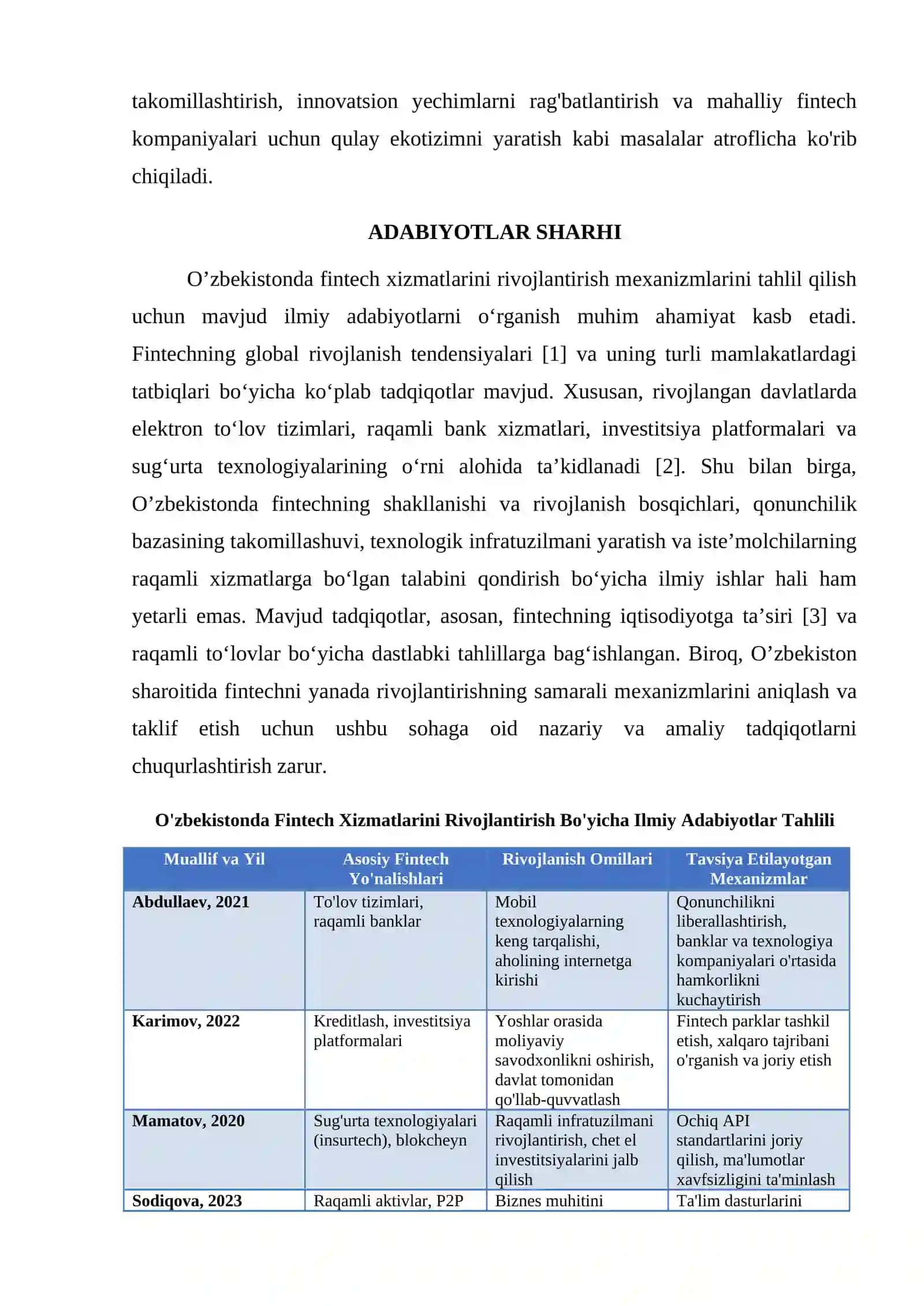 O’ZBEKISTONDA FINTECH XIZMATLARINI RIVOJLANTIRISH MEXANIZMLARI 2