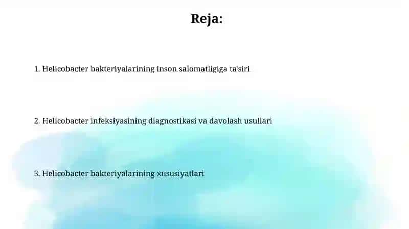 Probiotiklar va prebiotiklarning Helicobacter pylori infeksiyasini davolashda samaradorligini baholash bo'yicha klinik sinovlar 2