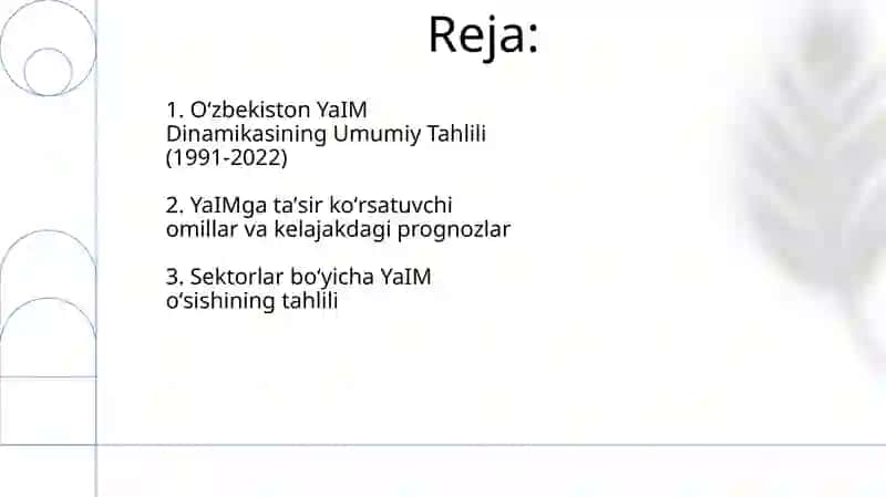 O'zbekiston respublikasi YaIM dinamikasi (1991-2022) tahlili 2