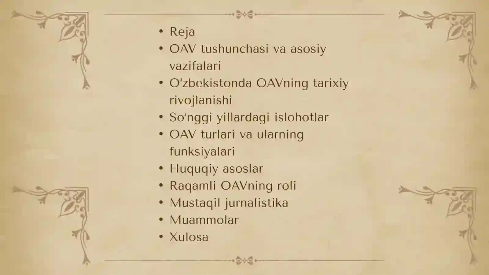 Ozbekiston respublikasida ommaviy axborot vositalarining faoliyati (ozgarish vamuammolar) 2