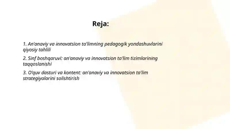 An'anaviy va innovatsion ta'limning qiyosiy tahlili 2
