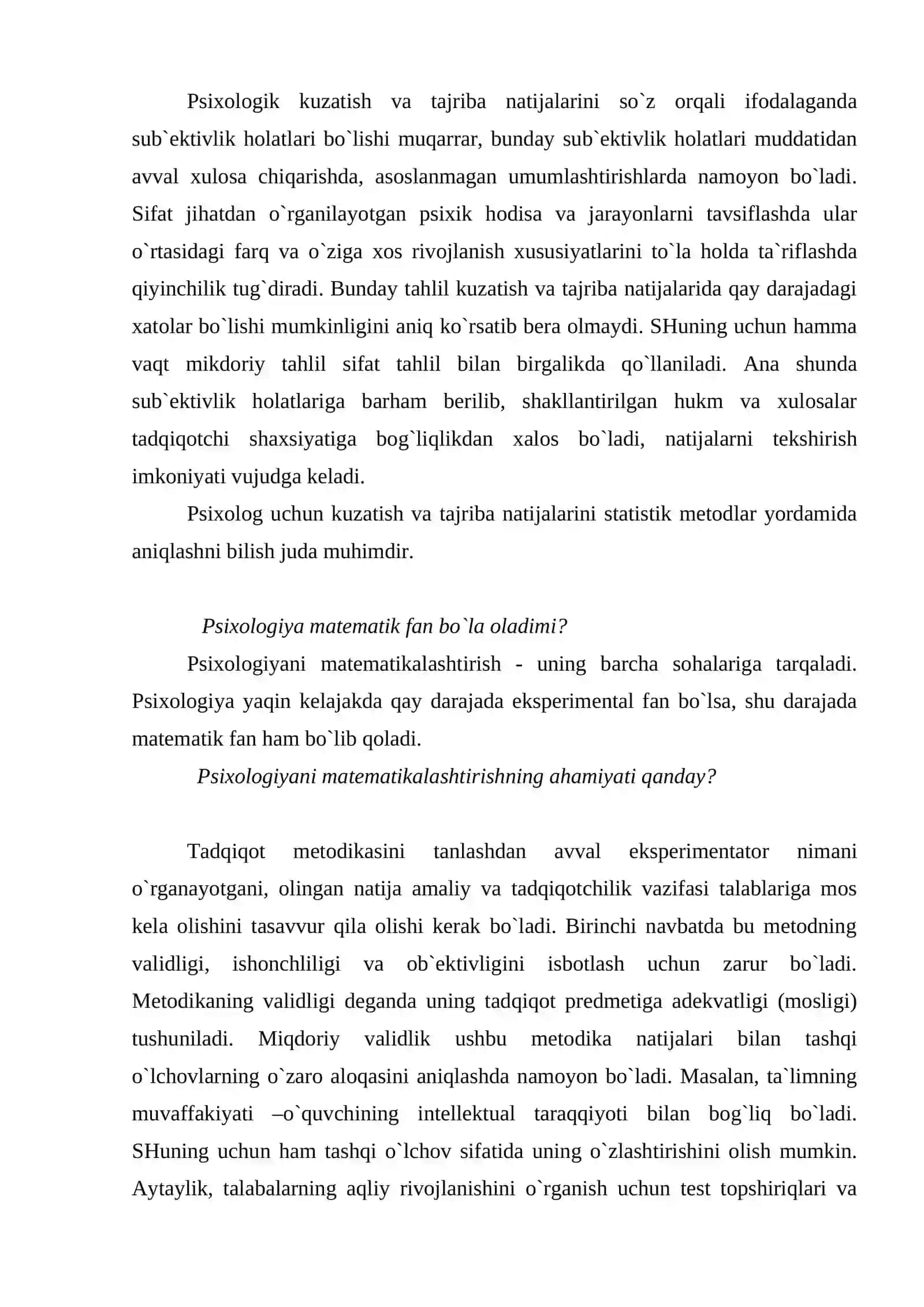 Psixologik tadqiqotlarda o`lchov usullarining qo`llanishi 2