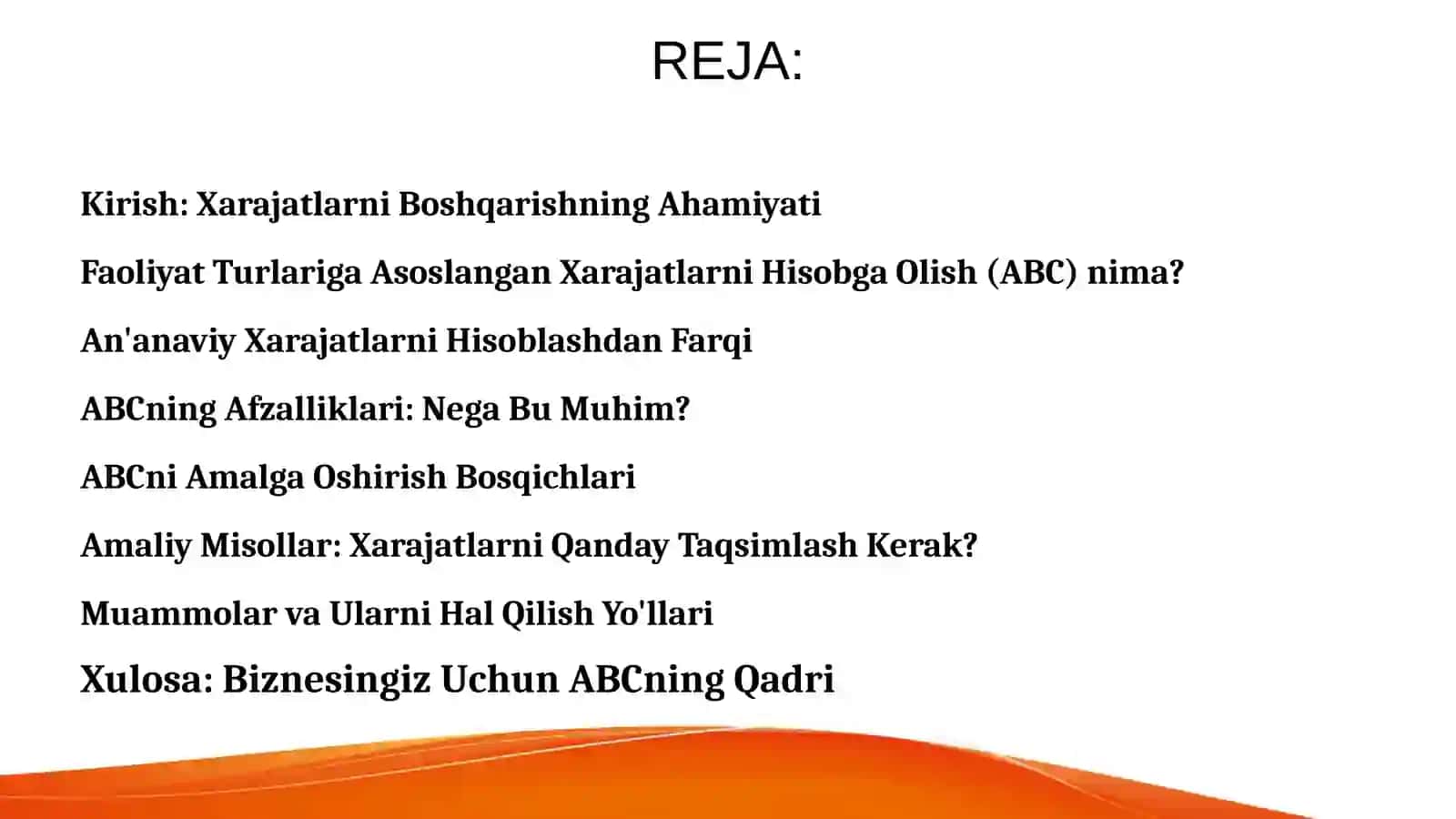 Faoliyat Turlari Bo'yicha Xarajatlarni Hisobga Olish 2