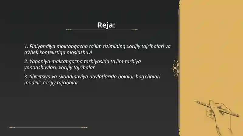 Maktabgacha taʼlimda xorijiy tajribalar 2