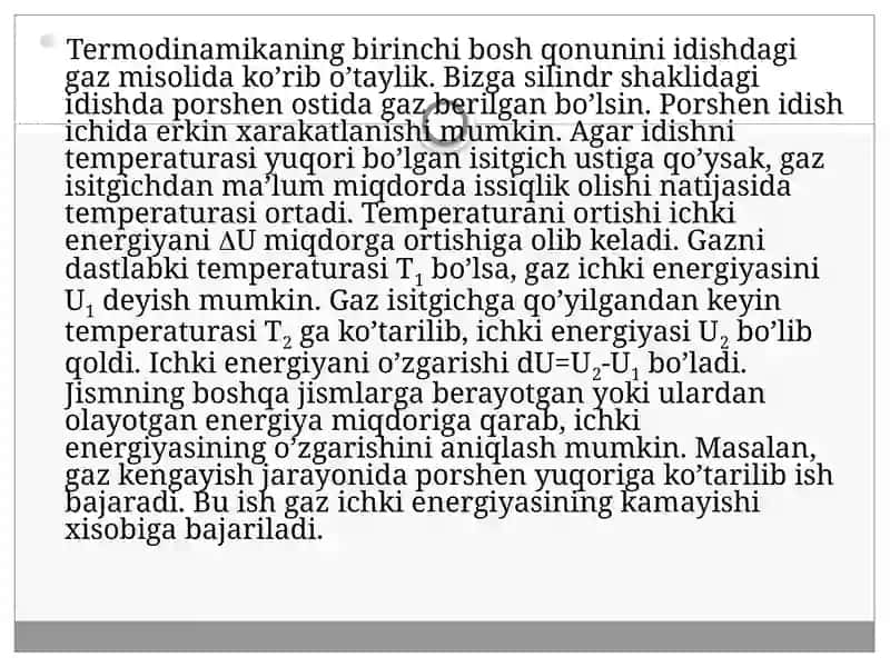 Termodinamikaning I-II qonuni va uning tadbiqlari 2
