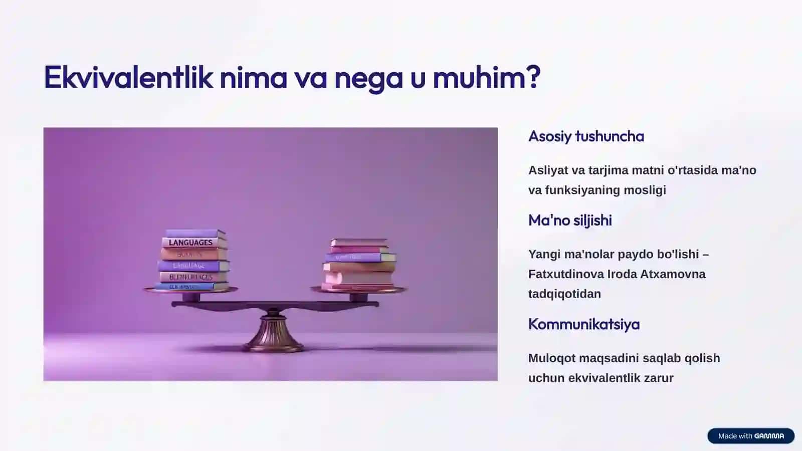 Tarjimada ekvivalentlik masalasi: nazariya va amaliyot 2