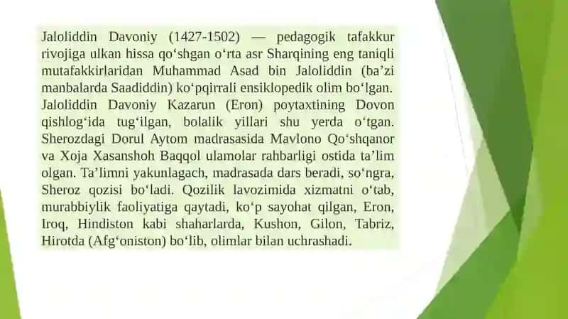 Jaloliddin davoniyning talimiy axloqiy qarashlari 2