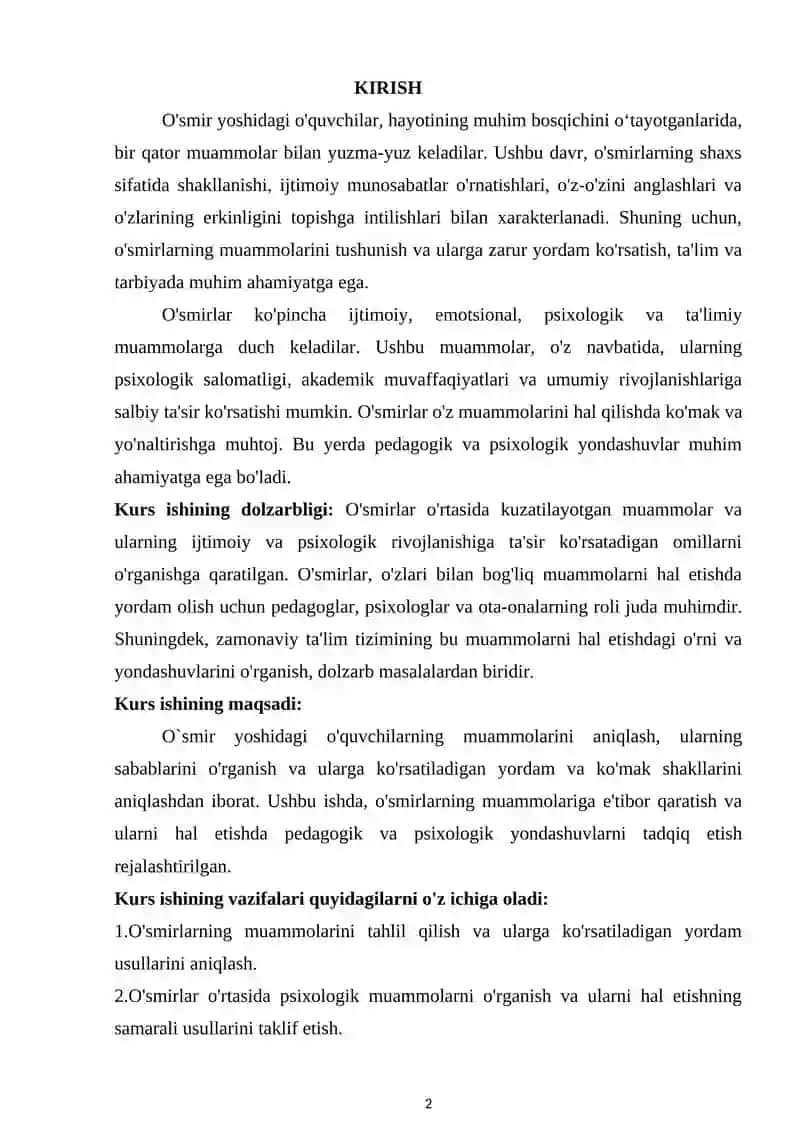 O'SMIR YOSHDAGI O'QUVCHILARNING MUAMMOLARI VA ULARGA KO'RSATILADIGAN YORDAM 2