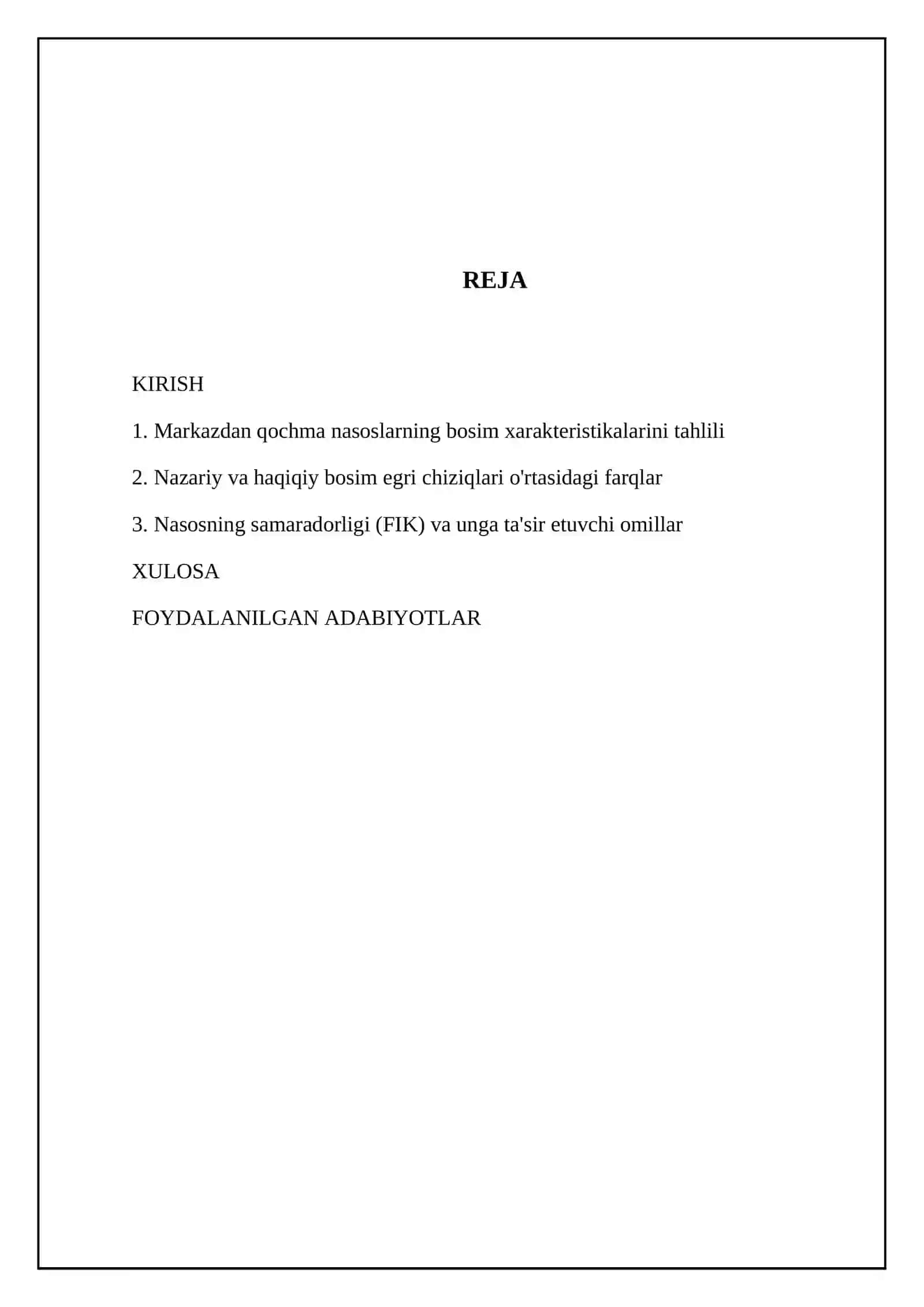 Markazdan qochma nasoslar xarakteristikalari 2